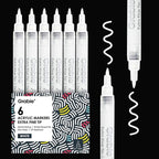 Grabie 6 White Extra Fine Tip Acrylic Paint Marker Set, 6 Pack, 0.7mm Acrylic by Grabie