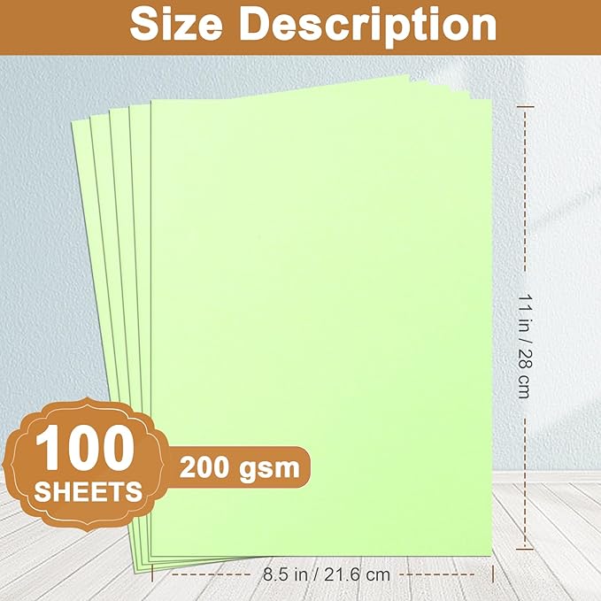 Silunkia 100 Sheets Light Green Cardstock 8.5 x 11 Certificates Paper, - Image 2