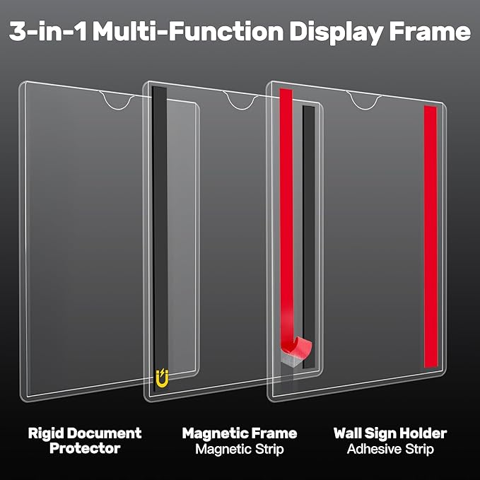 Magnetic Frames 11 x 17 Sign Holder Wall Mount 10 Pack, Rigid Clear Plastic - Image 3