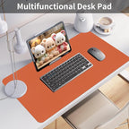 Bloss Orange Desk Mat 31.5"x15.7", Waterproof Large Desk Pad, Leather Desk Matt - Image 2