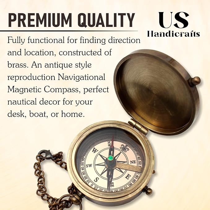Be Strong and Courageous, Do Not Be Afraid Brass Engraved Compass - Image 3