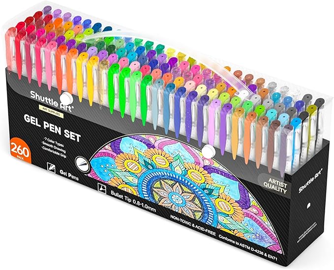 Shuttle Art 260 Pack Gel Pens Set, 130 Colors by ShuttleArt