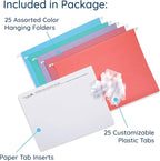 25 Blue Summit Supplies Pretty Hanging File Folders, Pastel Gem Tone Assorted - Image 3