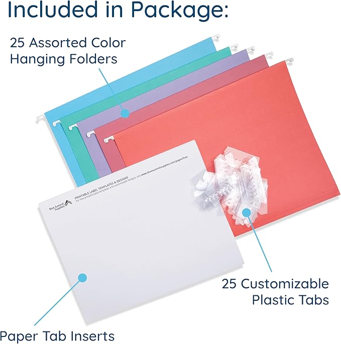 25 Blue Summit Supplies Pretty Hanging File Folders, Pastel Gem Tone Assorted - Image 3