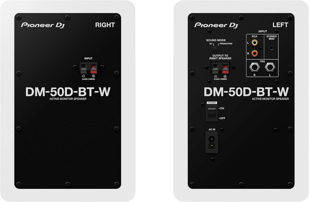 Pioneer DJ DM-50D-BT 5-inch Active Monitors, Bluetooth, White, Pair