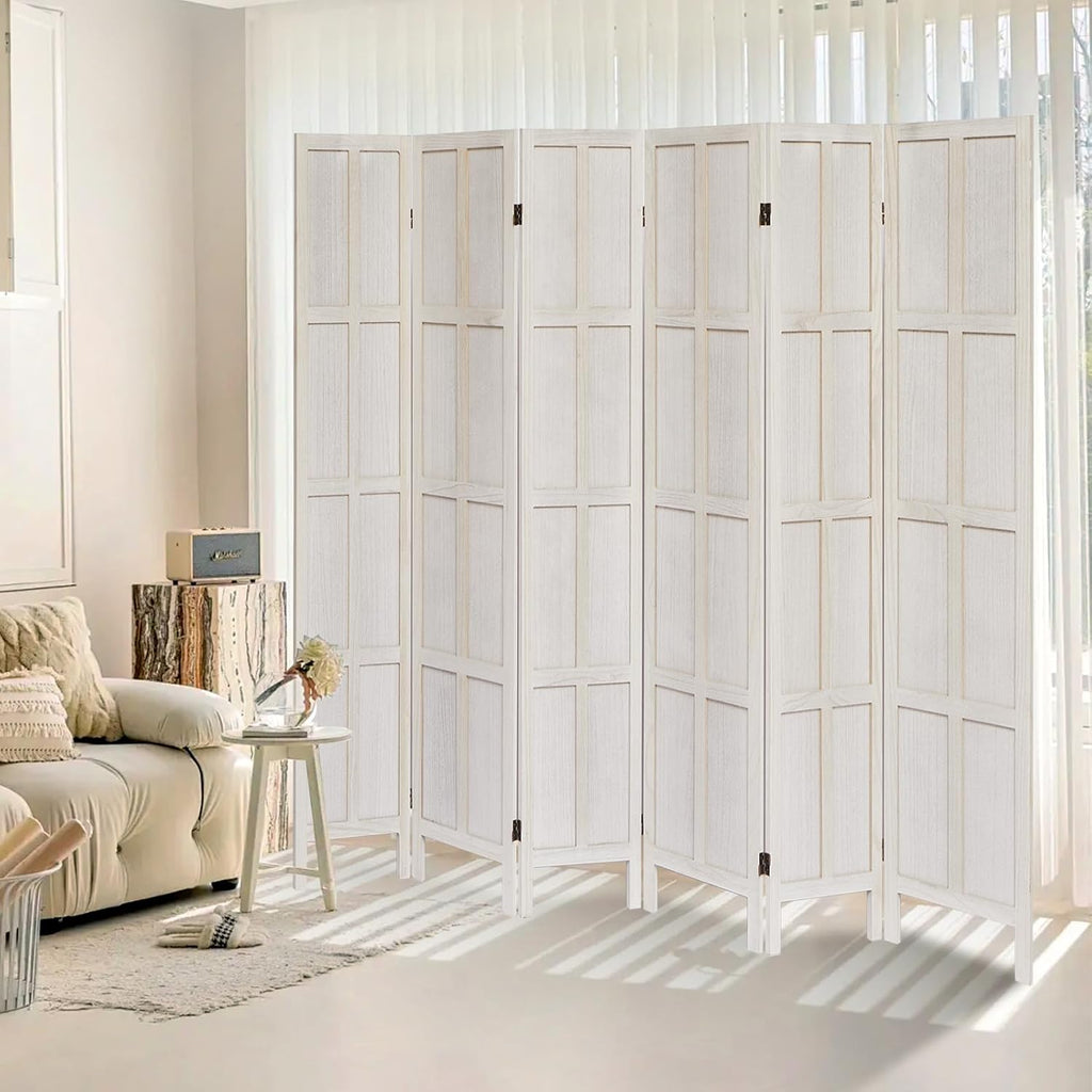ALeesing 6 Panel Room Divider, 5.6Ft Wood Room Dividers and Folding Privacy