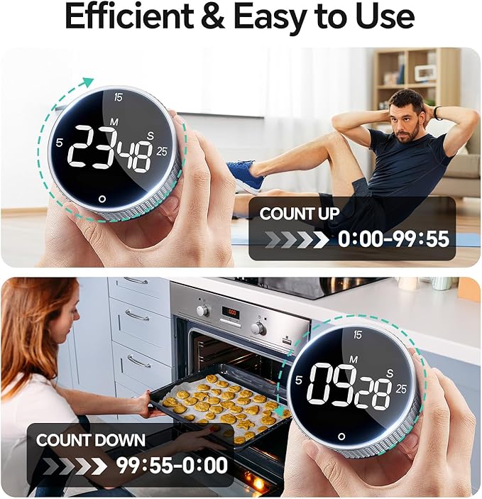 Digital Kitchen Timer with Magnetic, Large LED Display Countdown/Countup Timer - Image 7