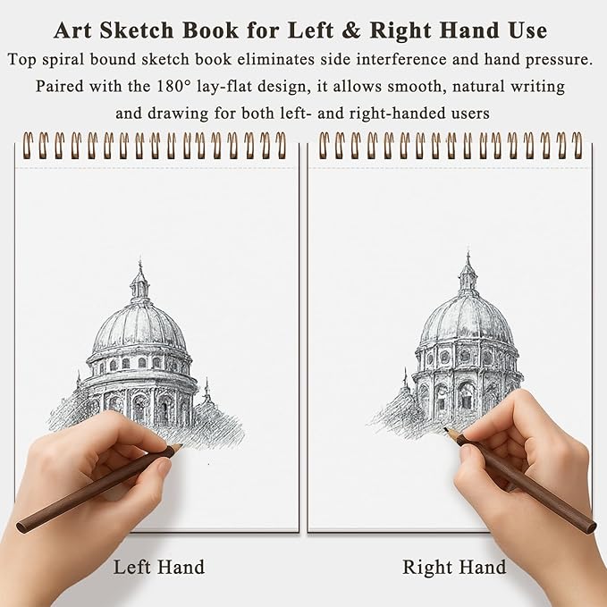 9 x 12 inches Sketch Book, Top Spiral Bound Sketch Pad, 4 Pack 100 Sheets Each - Image 6