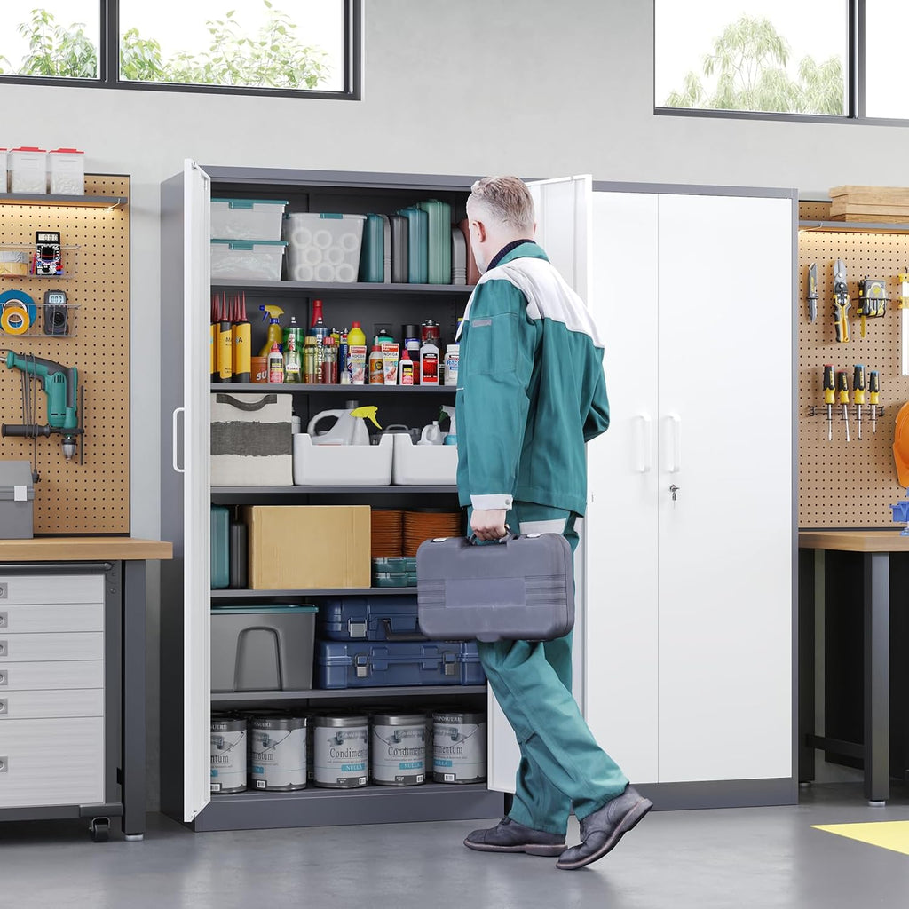 letaya metal storage cabinet with lock door and shown in use