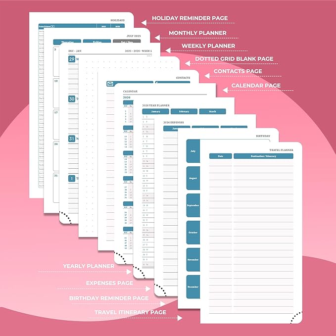 IN-LUXPRO Planner 2026 Daily Weekly and Monthly, 6.5"x3.75", 12 Months Spiral - Image 5