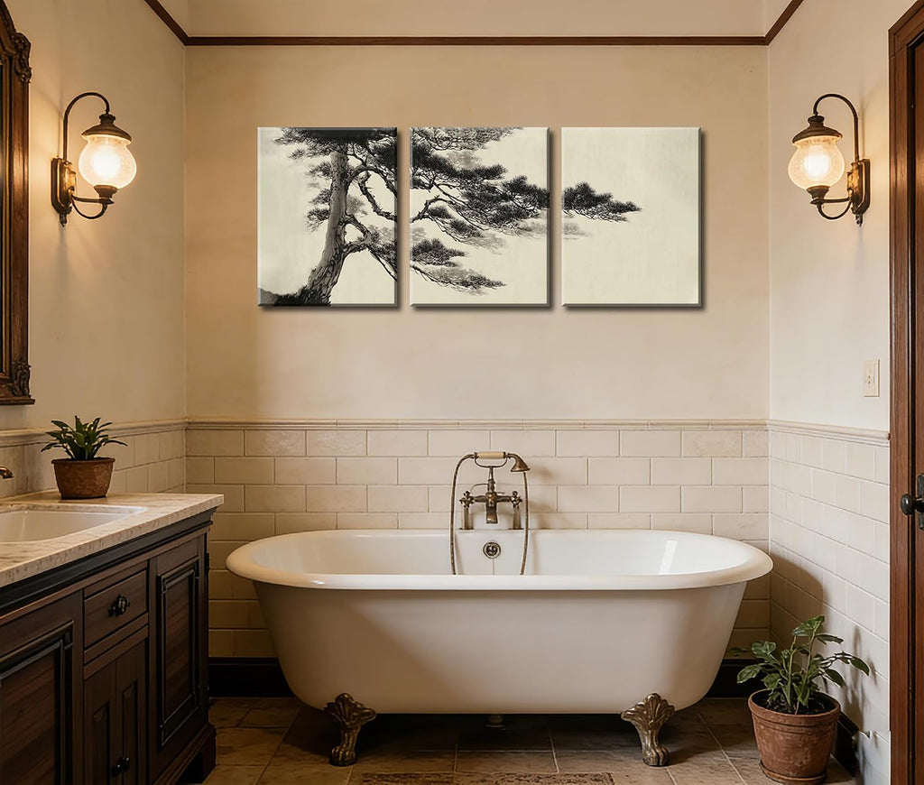 frimeeme vintage sketch pine tree framed canvas wall, package contents