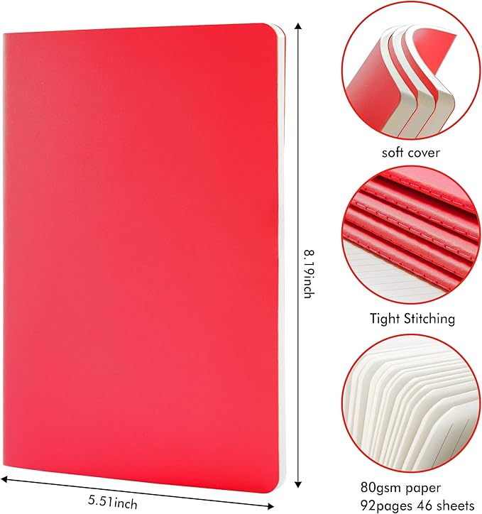 feela 8 Pack Soft Cover Journal Bulk, Notebooks College Ruled - Image 2