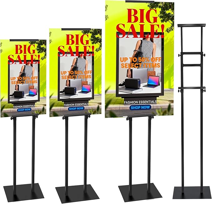 Noliven 4 PCS Adjustable Poster Stand, Double-Sided Freestanding Pedestal Sign by Noliven