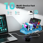 320W Charging Station for Multiple Devices, Zobirez 10-Port USB C Fast Charger - Image 4