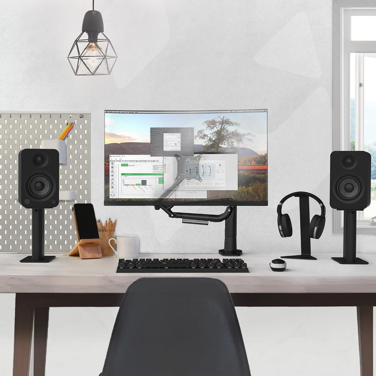 Kanto SP9 Rising Desktop Speaker Stands for Small/Medium Bookshelf Speakers &...