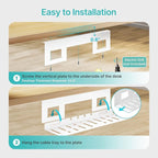 PEGZONE Under Desk Cable Management Tray, 15.7 Inches Metal Cord Organizer Rack - Image 6