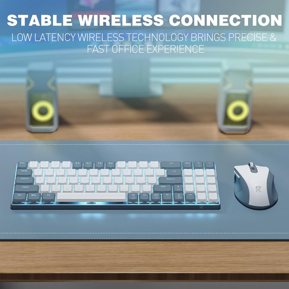 Redragon BS8773 Wireless Keyboard and Mouse Combo, 78 Keys 2.4Ghz Wireless Lo...