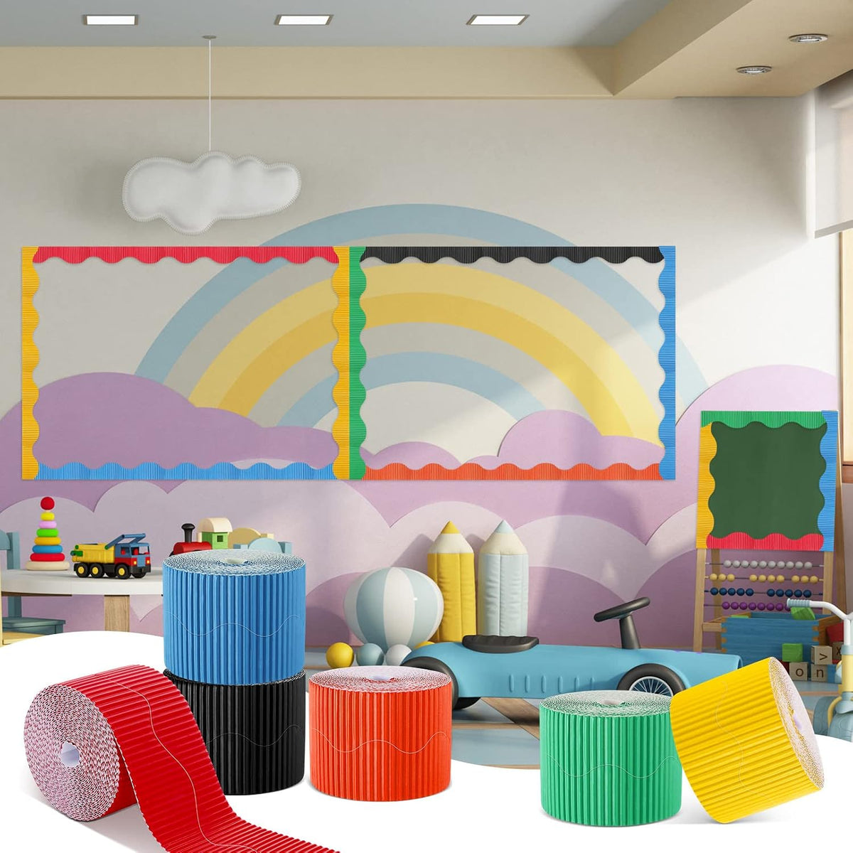Harloon 6 Pcs 300ft Bulletin Board Borders Bulk Classroom Scalloped Borders P...