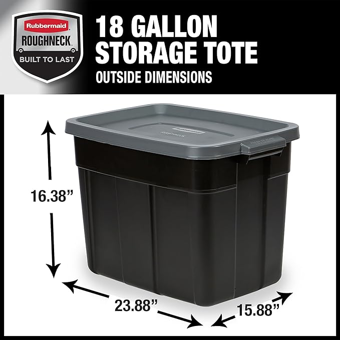 Rubbermaid 18 GAL 6 Pack Garage Storage Bins - Image 3
