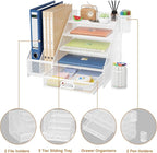 Marbrasse Desk Organizer with File Holder, 5-Tier Paper Letter Tray Organizer - Image 4