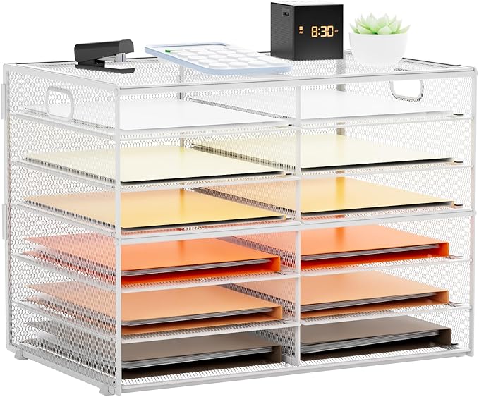 Marbrasse 7 Tier Desktop Literature Organizer, Mesh Paper Organizer Desk by Marbrasse