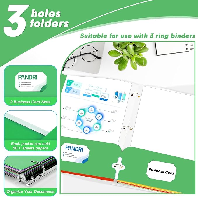 Two Pocket Portfolio Folders, PANDRI 60 Pack 3 Hole Punched 2 Pocket Folders - Image 4