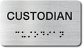 Custodian Signs with Raised Text & Grade 2 Braille, Brushed Aluminum/Silver by EliteSign