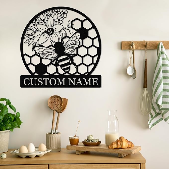 Dyoart Custom Honey Bee Metal Sign | Personalized Metal Bee Wall Art | Custom - Image 4