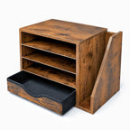 wooden desk organizer with drawers, office paper mail, main product view