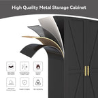bevivog 71" metal storage cabinet, tall utility closet, package contents