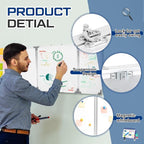 48” x 18” Foldable Whiteboard Dry Erase Board Large Tri Folding Whiteboard - Image 3
