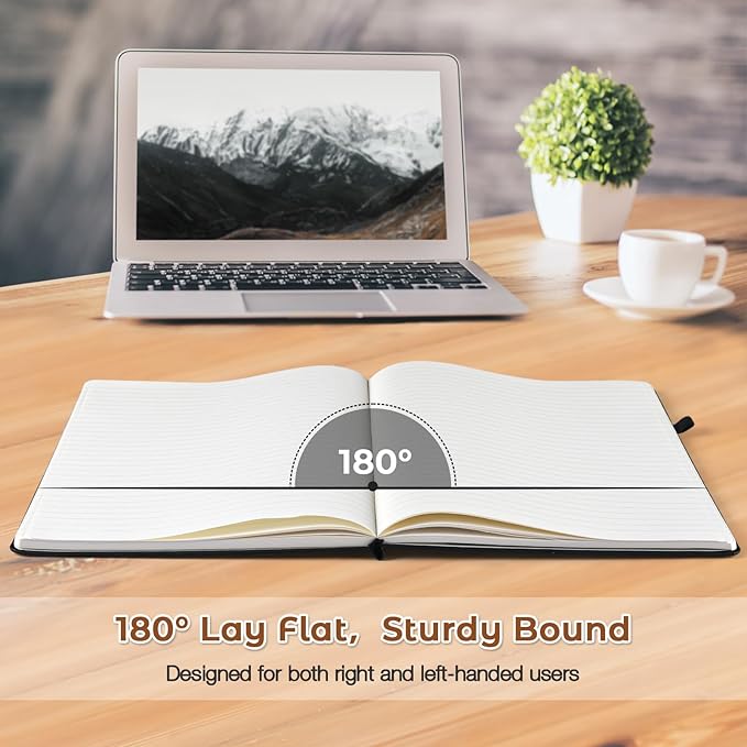 Lined Journal Notebook, 8.5" x 11" Hardcover Leather Notebook - Image 3