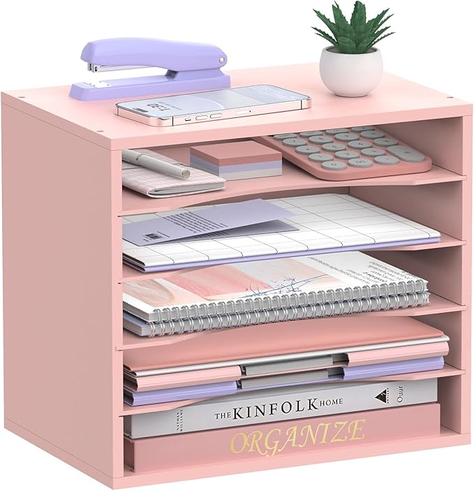SHARKWOODS 5-Tier Wood Desk Organizer, Paper Tray Organizer by SHARKWOODS