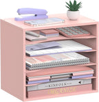 SHARKWOODS 5-Tier Wood Desk Organizer, Paper Tray Organizer by SHARKWOODS