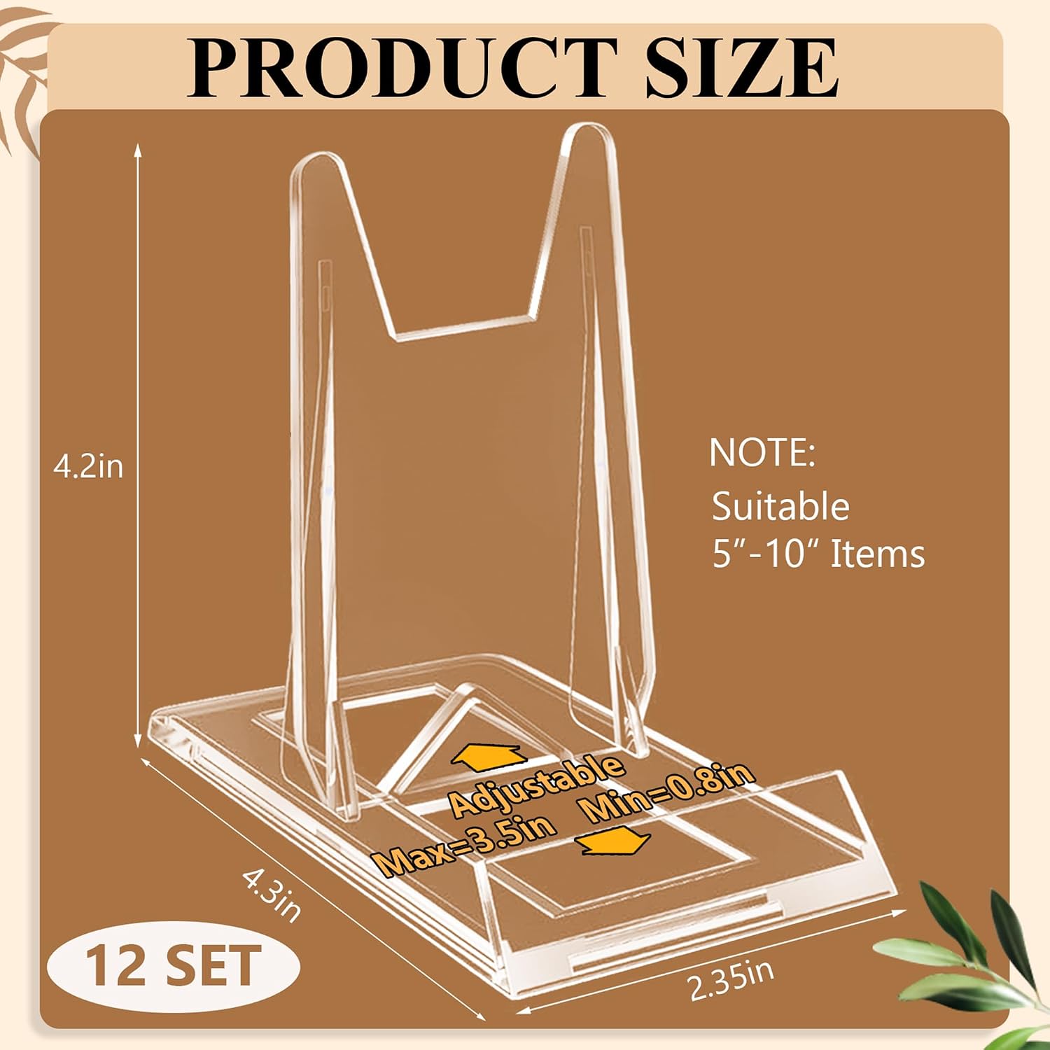 12 Pack Clear Acrylic Adjustable Desktop Book Stand & Display Easel for Tablet Phone Clutch Bag Plate Artwork Magazine Picture Comic Album CD Postcard - Home Office Back to School