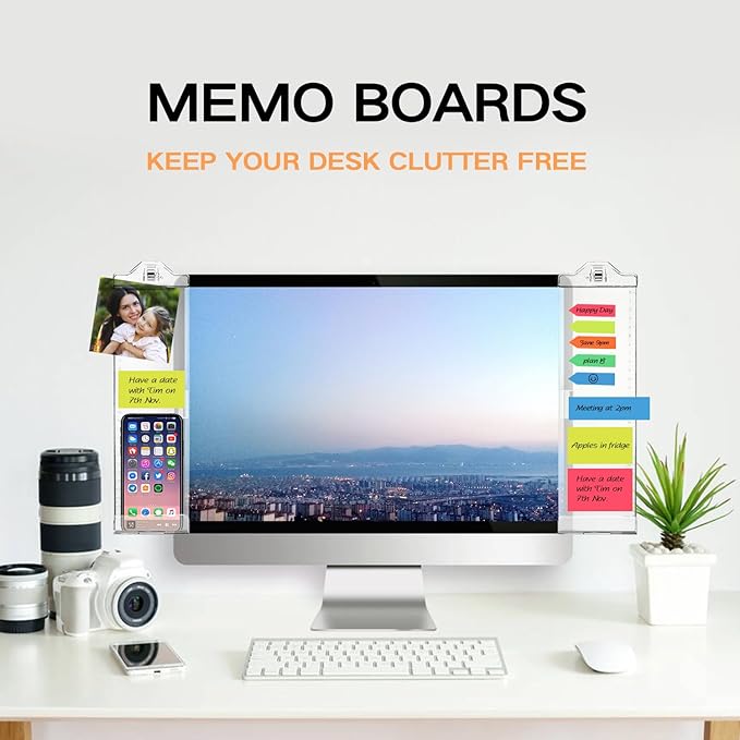 Monitor Memo Boards for Computer, Whole Transparent 2 Pack Multifunction - Image 2