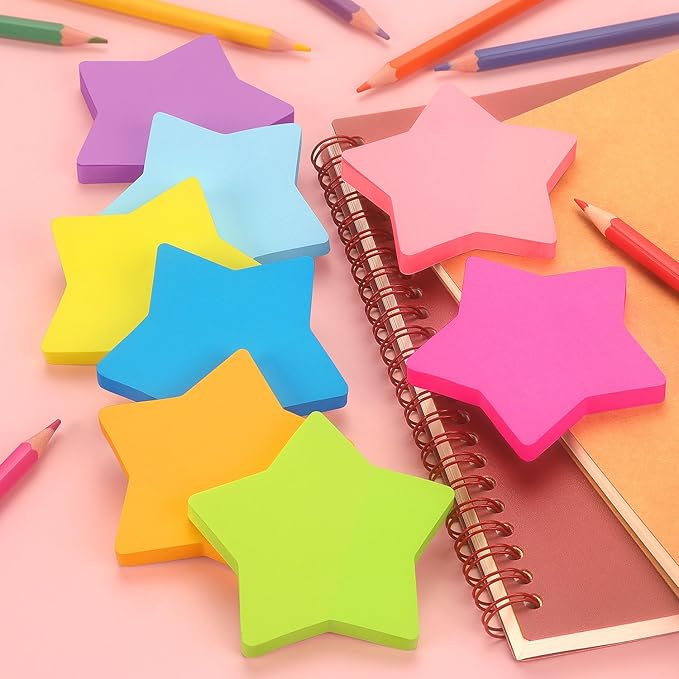 Star Shape Sticky Notes 8 Color Bright Colorful Sticky Pad 75 Sheets/Pad - Image 7