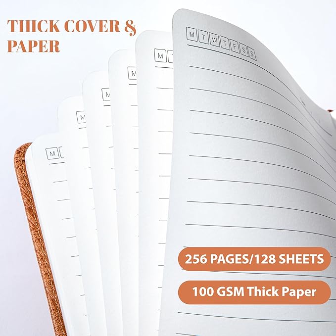 CAGIE Lined Journal for Men Women, Tree Growth Ring Leather Bound Journal - Image 4
