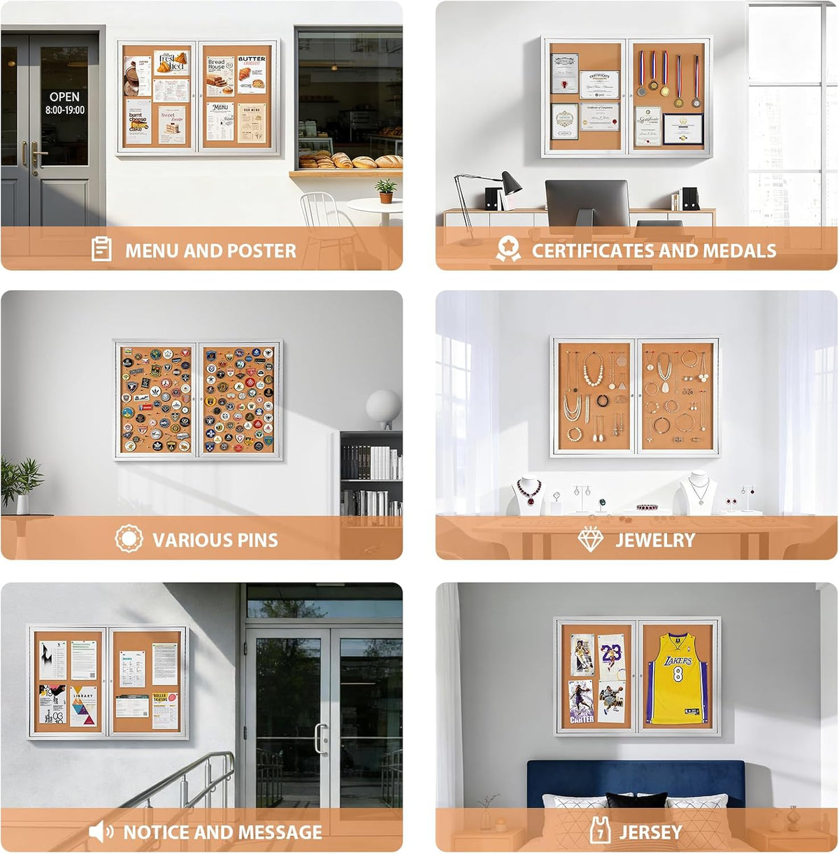 SWANCROWN 48x34in Outdoor Enclosed Bulletin Board,Locking Door Display Case