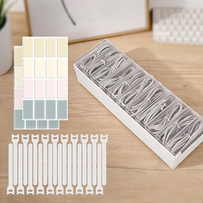 11 Cable Organizer Box with Labels, Cord Storage Organizer by SENHORAS