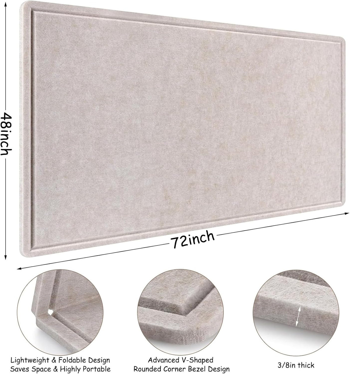 Large Bulletin Board - 72 x 48 Inches, Large Felt Board Decorative Pin Board ...