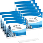 10 Pack Acrylic Sign Holder 11 x 8.5 Horizontal, Double-Sided Clear Sign Holder by DECOHOBO