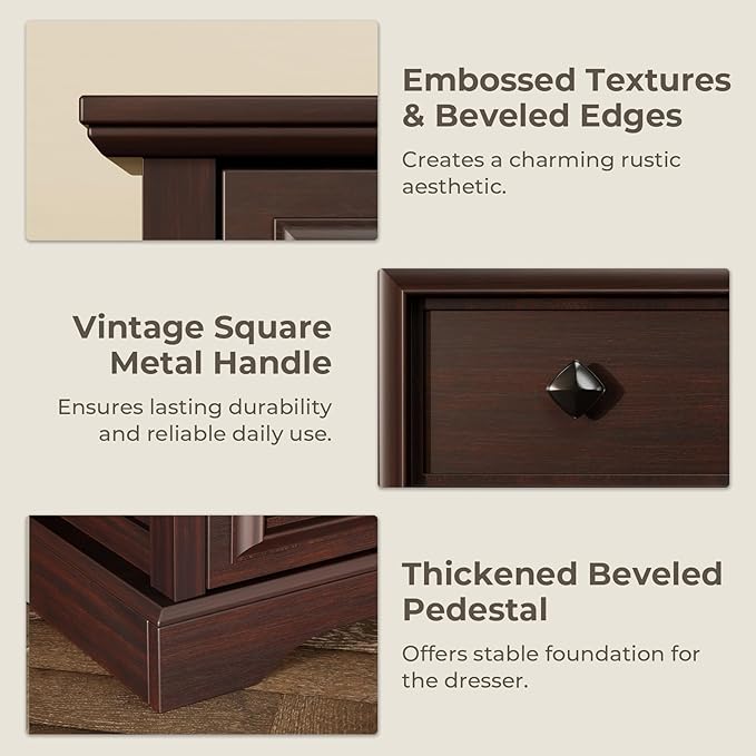 VVFLU Farmhouse 6 Drawer Dresser, Storage Dressers Organizer - Image 6