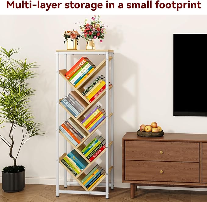IBUYKE 9 Tier Tree Bookshelf, Floor Standing Wood Bookshelf - Image 7