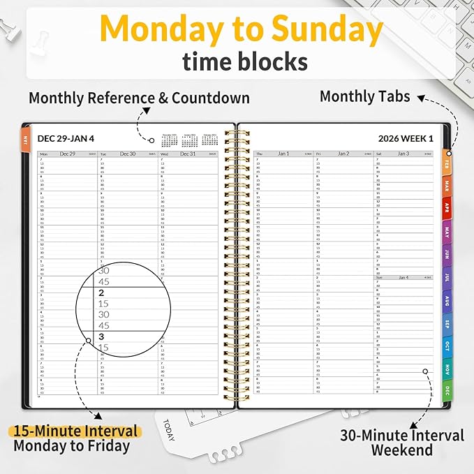 SUNEE 2026 Appointment Book, Quarter-Hourly, Weekly & Monthly - Image 2