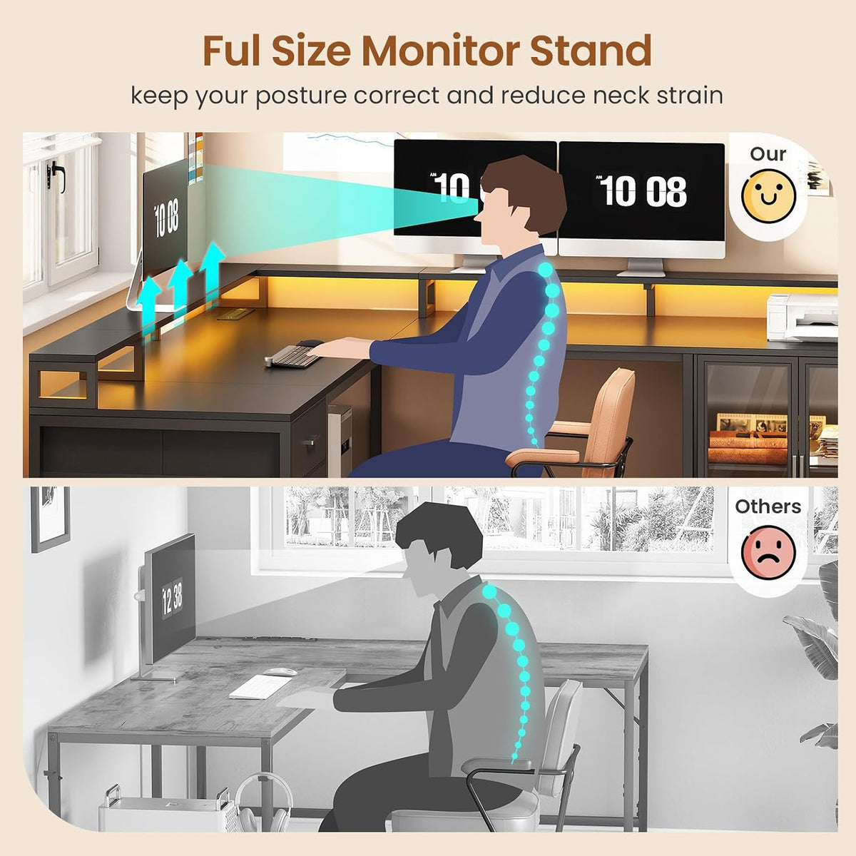 SEDETA L Shaped Gaming Desk with 4 Drawers, 109” Computer Desk with Display C...