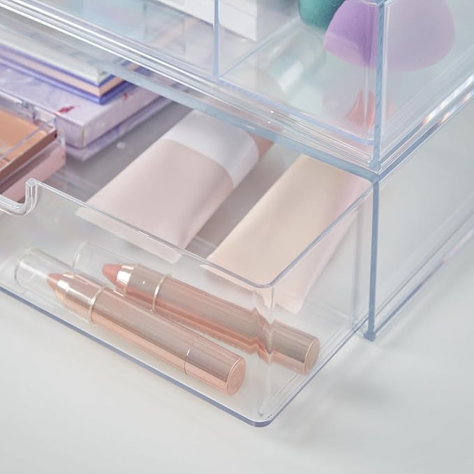 STORi STAX Plastic Stackable Organizer Drawers Clear | 12.5" Wide | Set - Image 7