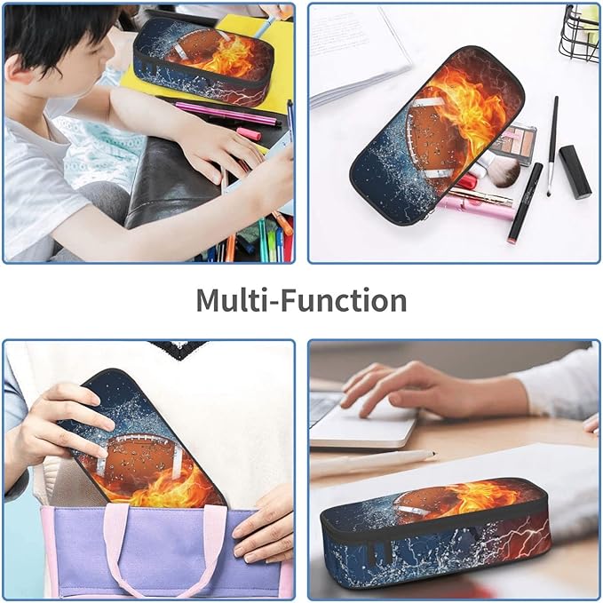 SNAPMADE Boys Pencil Box with Football Pattern, Cool Sports Pencil Case Large - Image 8