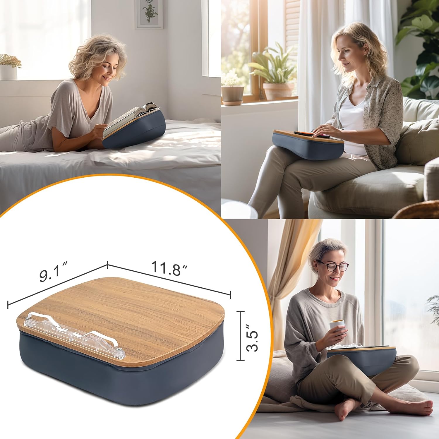 ERGONOV Lap Book Stand for Hands Free Reading Comfortable Pillow Stand | Minimize Neck Strain Perfect Idea for Book Lovers in Dorm Room or Anywhere Else with Bookseat(Gray)