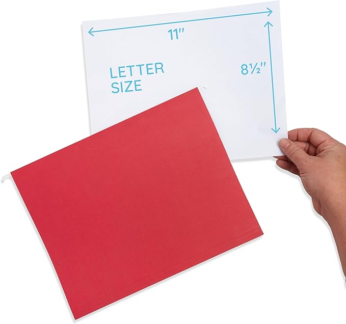 25 Blue Summit Supplies Red Hanging File Folders Letter Size – Durable 11pt - Image 2